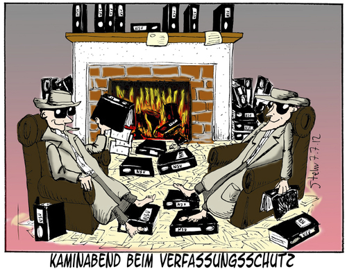Cartoon: Kaminabend  Verfassungsschutz (medium) by Matthias Stehr tagged geheimdienst,verfassungsschutz,deutschland,spion