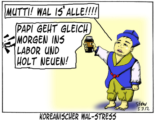 Cartoon: Koreanischer Wal-Stress (medium) by Matthias Stehr tagged wal,wale,walfang,korea,meer