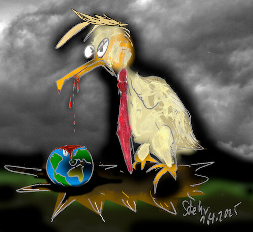 Cartoon: Trump Geier - Trump Vulture (medium) by Matthias Stehr tagged trump,dictatorship,autocracy,violence,politics