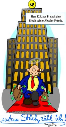 Cartoon: Absahnprämie (medium) by Trumix tagged absahnprämie,abwrackprämie,bonuszahlung,bonus,zumwinkel,post,steuerhinterziehung,steuerbetrug,steueraffäre,pension,rente,pensionsanspruch,wirtschaftskrise,finanzkrise