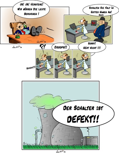 Cartoon: AKWs abschalten (medium) by Trumix tagged fukushima,abschalten,neckarwestheim,trummix,sicherheit,japan,merkel,atomstrom,akw,sicherheitsueberpruefung