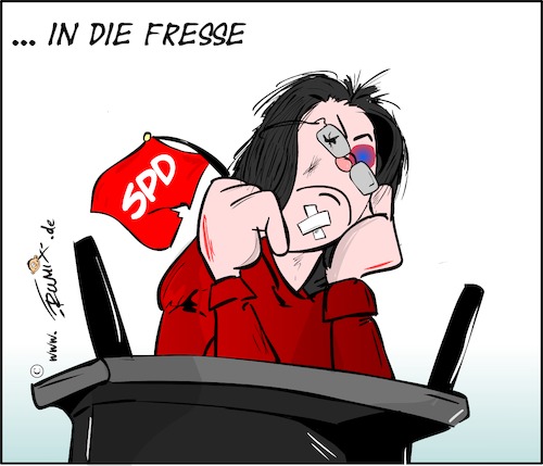 Cartoon: Auf die Fresse (medium) by Trumix tagged nahles,bätschi,spd,fresse,bayern,wahl,nahles,bätschi,spd,fresse,bayern,wahl