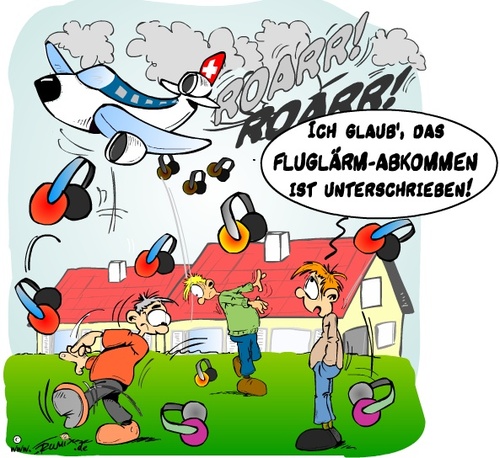 Cartoon: Deutsch-Schweizer Fluglärmabkom (medium) by Trumix tagged bern,fluglärm,fluglärmstreit,flugverkehr,leuthard,ramsauer,staatsvertrag,trummix,zürich