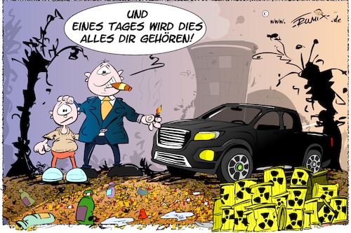 Cartoon: Die Zukunft bleibt spannend (medium) by Trumix tagged biene,artenserben,insekten,ökosysteme,massensterbens,klimawandel,müll,plastikmüll,atommüll,energieversorgung,trumix,biene,artenserben,insekten,ökosysteme,massensterbens,klimawandel,müll,plastikmüll,atommüll,energieversorgung