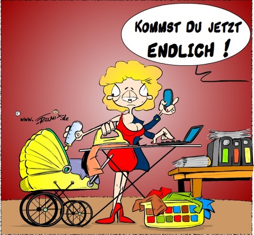Cartoon: Homeoffice (medium) by Trumix tagged trummix,homeoffice,frauenquote,frauenarbeit
