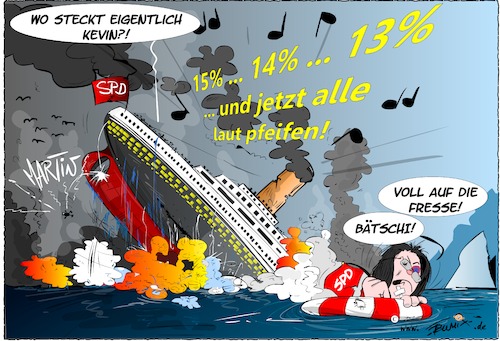 Cartoon: Mit wehenden Fahnen (medium) by Trumix tagged spd,abwärtstrend,titanic,umfragetief,wahlen,cdu,afd,fdp,spd,abwärtstrend,titanic,umfragetief,wahlen,cdu,afd,fdp