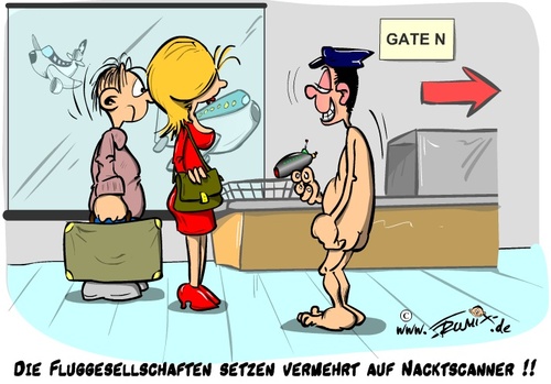Cartoon: Nacktscanner (medium) by Trumix tagged fluggesellschaften,nacktscanner,trummix,airlines,sicherheitsmassnahmen,sicherheit,flugzeug,kontrolle