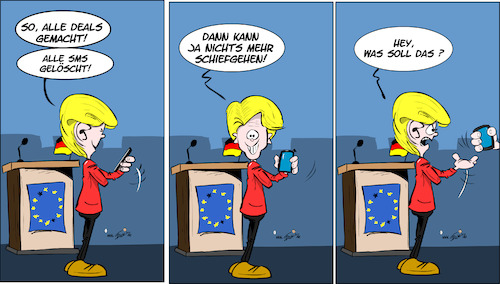 Cartoon: Niederlage für von der Leyen (medium) by Trumix tagged kommissionspräsidentin,sms,eu,gericht,kommissionspräsidentin,sms,eu,gericht