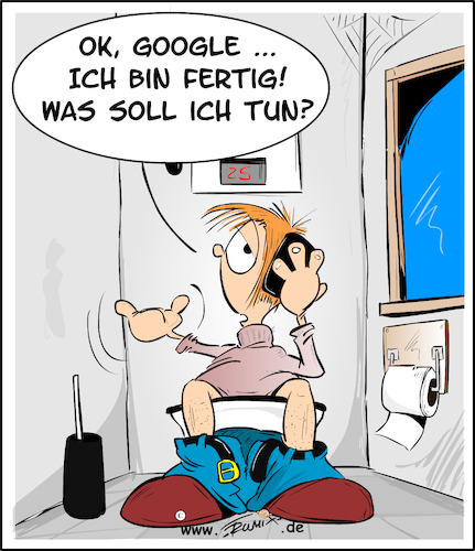 Cartoon: OkGoogle was soll ich tun (medium) by Trumix tagged ki,jesuismaxmustermann,ai,kuenstliche,intelligenz,okgoogle,alexa,siri,trumix,cartoons,app,smartphone,smarthome,ki,jesuismaxmustermann,ai,kuenstliche,intelligenz,okgoogle,alexa,siri,trumix,cartoons,app,smartphone,smarthome