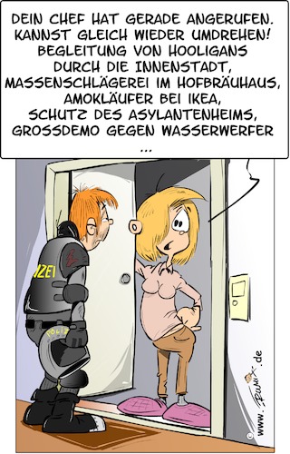 Cartoon: Polizeieinsatz. Same procedure (medium) by Trumix tagged fussball,fan,krawalle,hooligans,schlacht,polzei,einsatz,überlastung,massenschlägerei,demo,fussball,fan,krawalle,hooligans,schlacht,polzei,einsatz,überlastung,massenschlägerei,demo