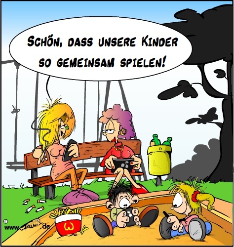 Cartoon: Soziale Kontakte  leicht gemacht (medium) by Trumix tagged smartphone,google,app,social,freezing,media,smartphone,google,app,social,freezing,media,kinder,spielen,sandkasten,mütter,bank,spielplatz