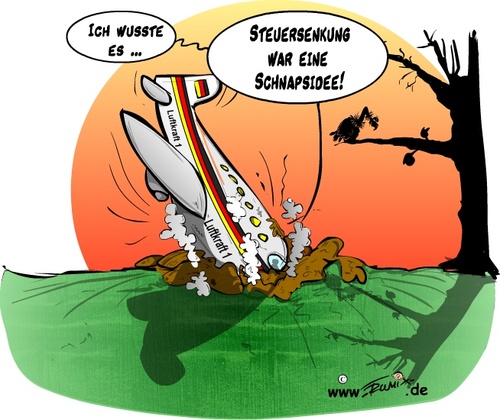 Cartoon: Steuersenkung (medium) by Trumix tagged steuersenkung,fdp,bruchlandung,rössler,geschenk,entlastung,merkel,angie