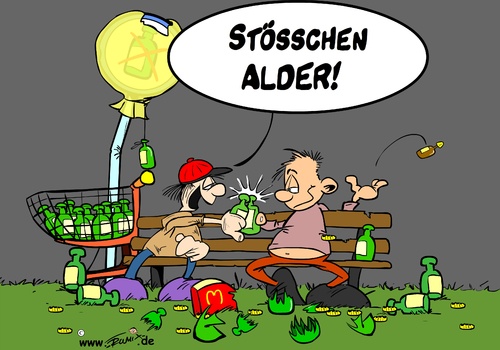 Cartoon: Stösschen (medium) by Trumix tagged bodensee,glasverbot,konstanz,party,saufgelage,schmugglerbucht,seestrasse,trummix