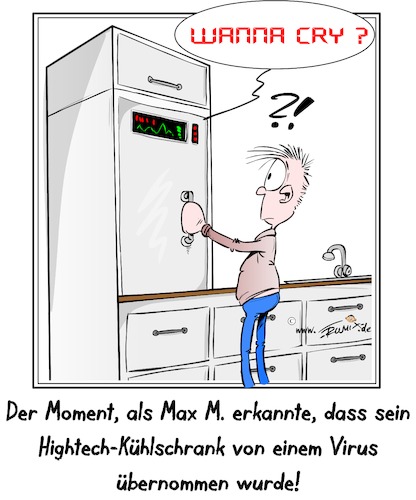 Cartoon: WannaCry (medium) by Trumix tagged wannacry,cyber,kriminalität,bitcoin,virus,trojaner,schadsoftware,hacker,industrie,wannacry,cyber,kriminalität,bitcoin,virus,trojaner,schadsoftware,hacker,industrie