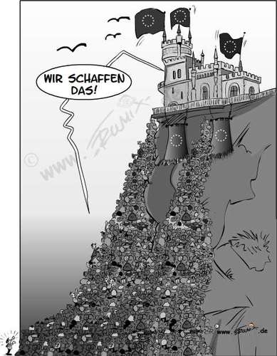 Cartoon: Wir schaffen das (medium) by Trumix tagged deutschland,flüchtlinge,refugees,ziel,trummix,boatspeople,wirschaffendas