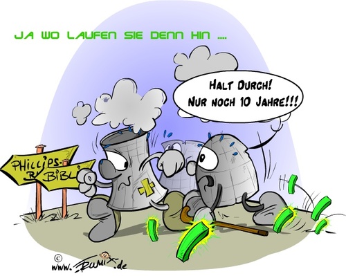 Cartoon: Wo laufen sie denn hin ... (medium) by Trumix tagged akw,atomaustieg,atomkraftwerk,biblis,energie,laufzeiten,laufzeitverlaengerung,strom,trummix,verlaengerung