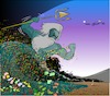 Cartoon: Poseidon hat die Schnautze voll (small) by Trumix tagged plastik,muell,kunstoff,tueten,verpackung,trummix,meer,ozean,plastikmüll