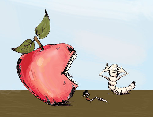 Cartoon: no comment (medium) by gartoon tagged apple,defense