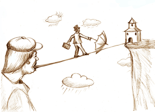 the tightrope walker By gartoon, Philosophy Cartoon