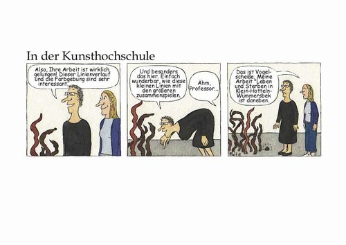 Cartoon: In der Kunsthochschule (medium) by Ines Plate tagged kunst,kunsthochschule,universität,kunstwerk,bildhauerei,professorin,studentin,vogelscheiße