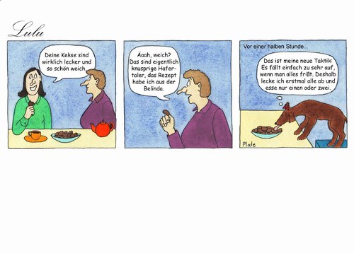 Cartoon: Lulus weiche Kekse (medium) by Ines Plate tagged kaffeetrinken,kekse,hund