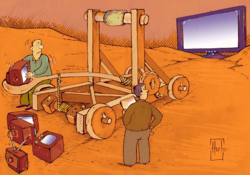 Cartoon: domino (medium) by Hule tagged tv