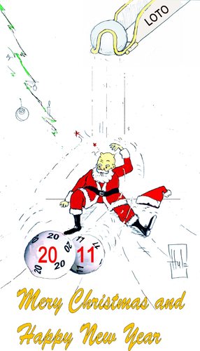 Cartoon: Mery Chrismas and Hapy New Year (medium) by Hule tagged mery,christmas