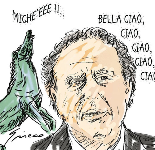 Cartoon: BELLA CIAO (medium) by Grieco tagged grieco,rai,santoro,rocco,satira