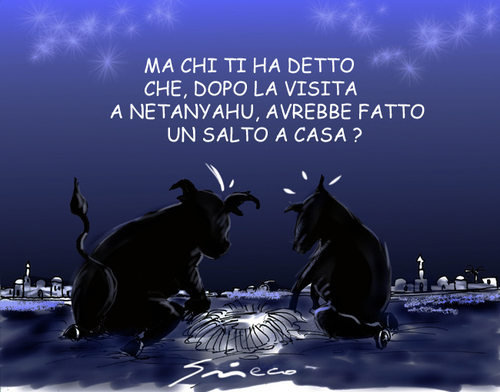 Cartoon: GERUSALEMME E DINTORNI (medium) by Grieco tagged grieco,netanyahu,berlusconi,gerusalemme