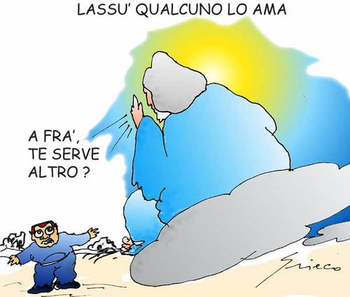 Cartoon: IN ALTO IN ALTO (medium) by Grieco tagged grieco,berlusconi,padreterno,tragedie,italia,alluvioni,in,alto