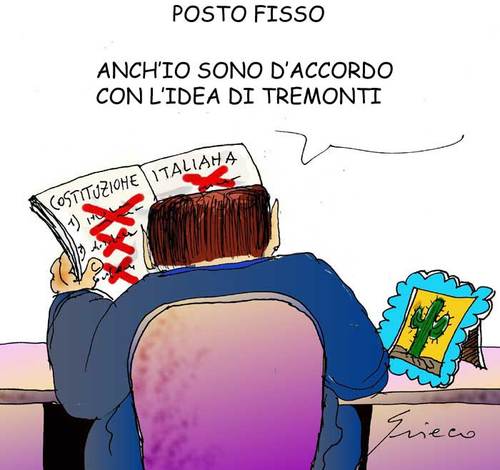 Cartoon: POSTO FISSO (medium) by Grieco tagged grieco,berlusconi,costituzione,posto,fisso