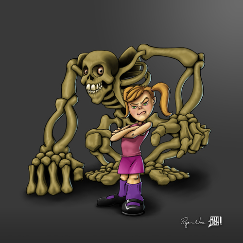 Cartoon: Bad to the Bone (medium) by RyanNore tagged bad,bone,skeleton,monster,girl,cartoon,digital