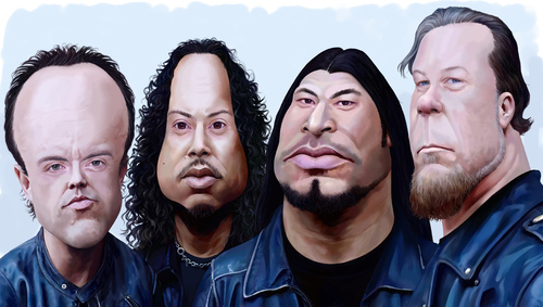 Cartoon: Metallica (medium) by penava tagged musik,heavy,metal,band,music,members,musicians,kirk,hammett,lars,ulrich,james,hetfield,robert,trujillo,karikatur,metallica,heavy metal,musik,musiker,heavy,metal