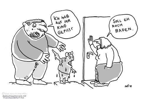 Cartoon: Bepisst. (medium) by MarcoFinkenstein tagged kind,mutter,fremder,türschwelle,vollgepisst