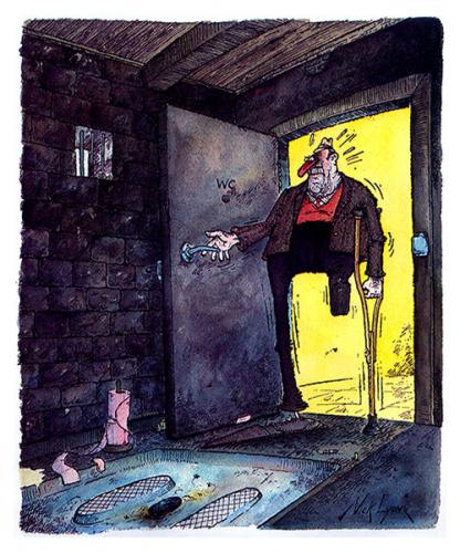 Cartoon: French Loo 1 (medium) by Nick Lyons tagged mann,man,satire,black,joke,toilette,cartoonist,lyons,nick,toilet,france,wc,loo,french