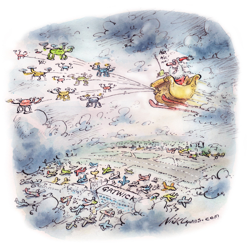 Cartoon: Gatwick drone problem (medium) by Nick Lyons tagged gatwick,drone