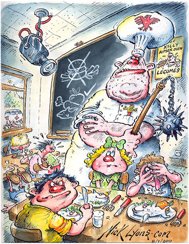 Cartoon: School food (medium) by Nick Lyons tagged kids,nicklyons,cook,diet,food,school