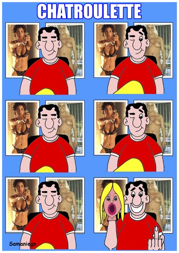 Cartoon: Chatroulette (medium) by samaniego tagged chatroulette,internet,nuevas,tecnologias,chat,webcam