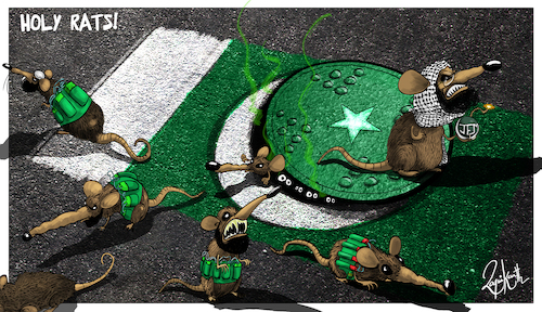 Cartoon: Holy rats (medium) by crowpoint tagged pakistan,terrorists,radical,islam,politics