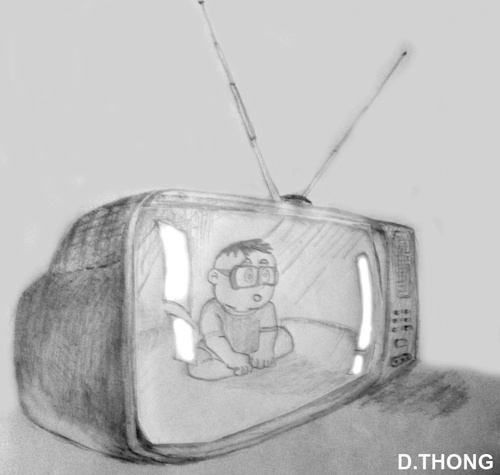 Cartoon: Child and TV (medium) by duongthong8281 tagged duongthong8281,duongthong,children,tivi