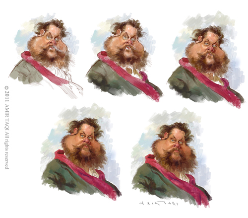 Cartoon: Modest Mussorgsky by Ilya Repin (medium) by Amir Taqi tagged modest,mussorgsky