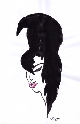 Cartoon: back to black (medium) by Petra Kaster tagged amy,winehouse