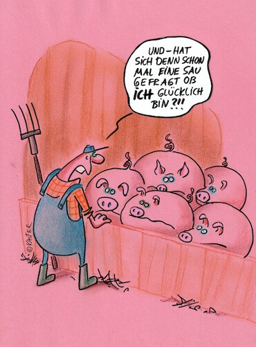 Cartoon: bauer im glück (medium) by Petra Kaster tagged tierwohl,ernährung,bauer,tierzucht,viehzucht,schweine,glücklicheschweine,glück,lebensmittelindustrie,suchenachglück,einsamkeit,tierwohl,ernährung,bauer,tierzucht,viehzucht,schweine,glücklicheschweine,glück,lebensmittelindustrie,suchenachglück,einsamkeit