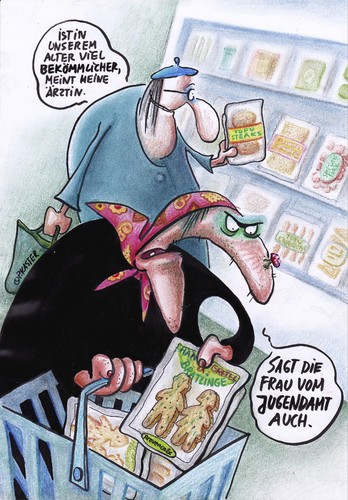 Cartoon: bratlincge (medium) by Petra Kaster tagged nahrungsergänzungsmittel,gesundheit,food,bio,hexe,märchen,ernährung,essen,senioren,konsum,lifestyle,ökologie,essen,ernährung,märchen,hexe,bio,food,gesundheit,nahrungsergänzungsmittel,senioren,konsum,lifestyle