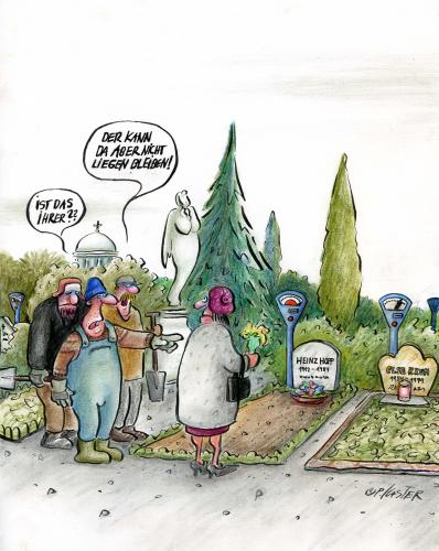 Cartoon: ewige Ruhe (medium) by Petra Kaster tagged ewigkeit,religion,wirtschftlichkeit,beschleunigung,parkgebührenschnelllebigkeit,friedhöfsordnung,friedhof,sterben,tod,grabstein,grab,ordnung,gebühren,preise,liegegebühren,parkgebühren,parken,parkplatz,liegeplatz