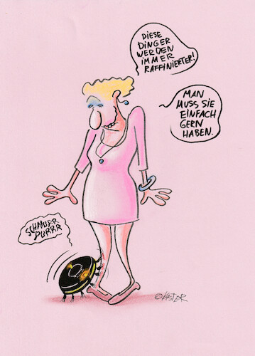 Cartoon: saugroboter (medium) by Petra Kaster tagged digitalisierung,computer,haustiere,katzen,künstlicheintelligenz,ki,saugroboter,haushalt,haushaltsgeräte,technik,digitalisierung,computer,haustiere,künstlicheintelligenz,ki,saugroboter,haushalt,haushaltsgeräte,technik