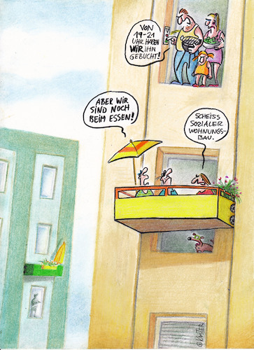 Cartoon: sozialer wohungsbau (medium) by Petra Kaster tagged architektur,armut,immobilienmarkt,wohnsilos,nachbarschaft,architektur,armut,immobilienmarkt,wohnsilos,nachbarschaft