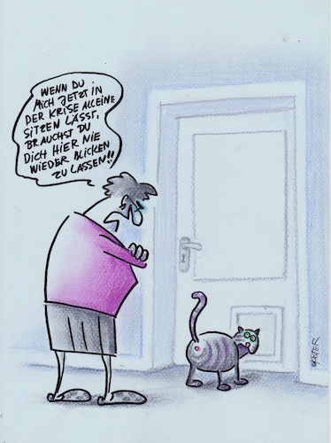 Cartoon: Ultimatum (medium) by Petra Kaster tagged corona,pandemie,virus,medizin,panik,ausgangssperre,isolation,einsamkeit,vereinsamung,kontakt,kontaktsperre,katzen,gesellschaft,freunde,senioren,alte,rentner,corona,pandemie,virus,medizin,panik,ausgangssperre,isolation,einsamkeit,vereinsamung,kontakt,kontaktsperre,katzen,gesellschaft,freunde,senioren,alte,rentner