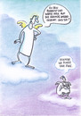 Cartoon: für die ewigkeit (small) by Petra Kaster tagged himmel,engel,beamte,jenseits,bürokratie,religionen,wiedergeburt