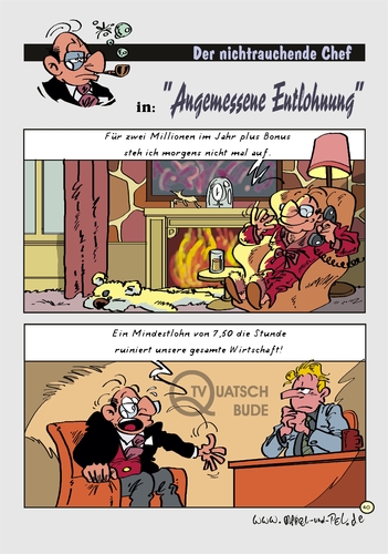 Cartoon: Der NRC in AngemesseneEntlohnung (medium) by Marcel und Pel tagged mindestlohn,hungerlöhne,managergehälter,bonuszahlungen,manager,chef,arbeitnehmer,arbeitgeber,ausbeutung,klassenkampf,sozialabbau,neoliberalismus